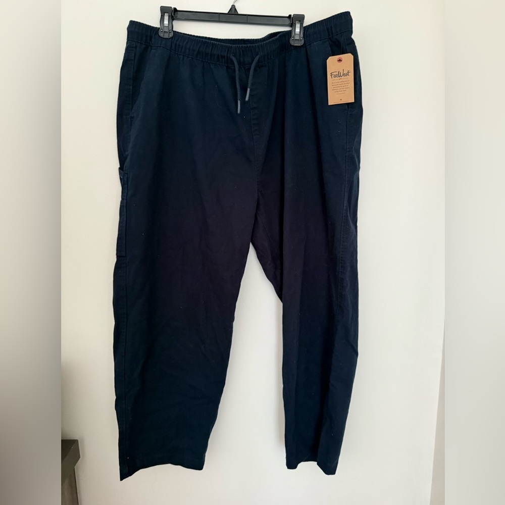 $40 NWT Retail FarWest Navy Straight Leg Pants XXL Drawstring Casual Lounge - Picture 2 of 10